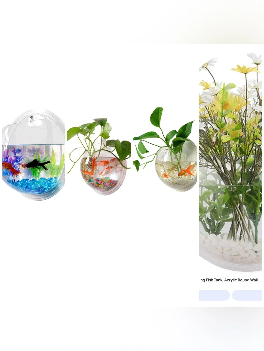 🚨Sale🚨 NWT Clear Acrylic Wall-Mount Hanging Fish Bowl Terrarium